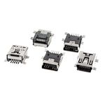 sourcing map 5 Pcs Mini USB Type B Female Port 5-Pin 180 Degree SMD SMT PCB Jack Socket