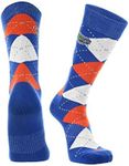 TCK Florida Gators Argyle Dress Socks (Blue/Orange/White, Large)