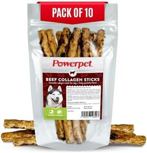 Powerpet Beef Collagen Sticks Soft Dog Chew - 100% Natural & Highly Digestible, High Protein, Low Fat, Rawhide-Free for Hip & Joint and Skin & Coat, Healthy Treats - Bully Sprinkled Flavor, Pack of 10