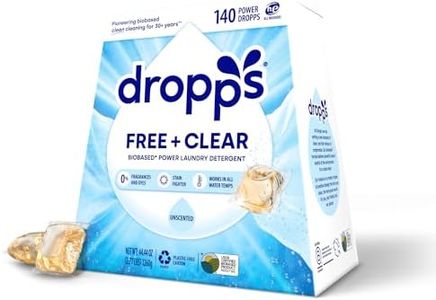 Dropps Free + Clear Biobased Power Laundry Detergent Pods, Unscented (140 Count) - HE Compatible Laundry Pods for Fresh Clothes - Laundry Soap Supplies & Recyclable Paperboard Packaging