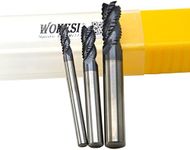 Wokesi 4mm 6mm 8mm Cutter Dia,Pack of 3,Std Length,4Flutes,HRC55,TiAlN Coated,Metric,Solid Carbide,Roughing Endmill Square Nose End Mill,CNC Router Bits Cutting Milling Tools (4mm+6mm+8mm HRC55)