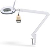 Lumeno 7218GR LED Magnifying lamp, 127 mm Glass Lens, 950 Lumen, 8 diopters, Workstation & Cosmetic lamp, for Beauty Salon, hobbyist, as Reading aid, Magnifying Glass with Table clamp
