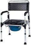 Foldable Commode/Shower Chair Folding Toilet Chair,Portable Bedside Commodes Chair,Height Adjustable,Aluminum Shower Chair,for Elderly/Pregnant Women,Load 250kg Toilet Alternative Chair