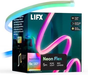 LIFX SuperColour Neon Flex 5m, 1800 Lumens, Ambiance Colour Changing Smart LED Rope for Bedroom, Living Room, Kitchen Counter, Gaming Room, Wi-Fi, RGBW, Dimmable, No Hub Required.
