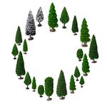Mixed Model Trees with Base, OrgMemory Diorama Models, Model Train Scenery, Architecture Trees, (19pcs, 2-6 inch /5-15 cm), Ho Scale Trees