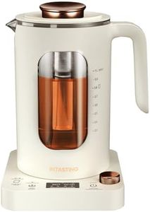 Electric Tea Kettle, INTASTING Glass Electric Kettle with tea Infuser and Precise knob temperature control, 1200W Fast Heating, BPA-Free, Easy to Clean, for Tea and coffee (White)