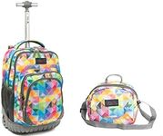 Tilami Rolling Backpack Laptop 18 inch with Lunch Bag, Plaid