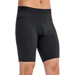 Sillictor Mens Compression Shorts with Phone Pocket Quick Dry High Wicking Cycling Running Underwear Men Tight Sports Shorts Men for Gym Workout,High Wicking Muscle Support 1407 Black L