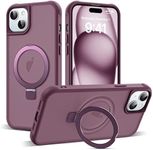 SKYLMW Compatible with iPhone 15 Plus Case with Invisible Magnetic O-Ring Stand Military-Grade Translucent Case for iPhone 15 Plus 6.7" [Compatible with MagSafe][Great Grip Feeling], Wine Red