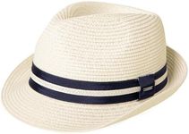 Comhats Summer Fedora Straw Hats for Men Beach Sun Panama Packable Trilby Dress Derby White Large L