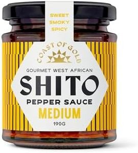 Coast of Gold Shito Medium Spicy Pepper Sauce, 190g, Bold Sweet & Smoky Flavours, Moderate Heat, Versatile Marinade, Dip, or Topping, Authentic West African Cuisine (Medium, 1x 190g Jar)