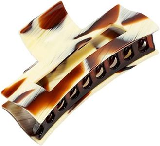 France Luxe Large Cutout Rectangle Claw Clip, Natural Horn