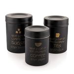 Attro Classic Stainless Steel Airtight Kitchen Storage Container With Lid For Tea Coffee & Sugar, Dry Fruit Jars, Storage Box, Set Of 3 - Matt Black