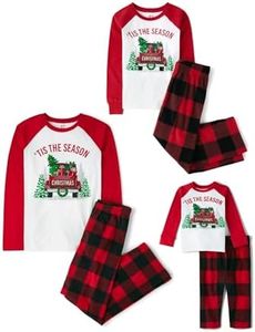 The Children's Place Baby Toddler 2 Piece Family Matching, Holiday Pajama Sets, Fleece, Red 'Tis The Season