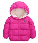 Girls Down Jacket Thick Warm Winter Hooded Coat Light Weight Outerwear Snow Wear Rose Red 6-7 Years