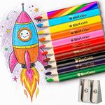 TinyGeeks Jumbo Pencils - Set of 10 Triangle-Shaped Colored Pencils for Toddlers and Preschoolers – Includes Rainbow Version and Sharpener – Ideal for Beginners and Teacher-Recommended