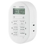 myTouchSmart Programmable Indoor Digital Timer, Plug In, 1 Outlet Polarized, 2 Custom On/Off Times, 24 Hour Countdown, 3 Daily Preset Options, for Lamps, Seasonal Lighting, and Small Appliances, 26892