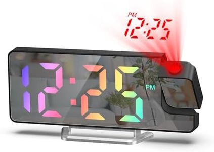 AMIR Projection Alarm Clock for Bedroom, 7.9 in Projector Clock on Ceiling, Alarm Clocks Bedside Adjustable Brightness/Large Screen/Temperature for Heavy Sleepers, Snooze