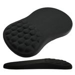 Ergonomic Mouse Pad with Wrist Rest, Memory Foam Mousepad with Wrist Support, Wrist Pain Relief, Non-Slip PU Base & Slope Massage Mouse Pad for Gaming, Office, Computer, 12x8 inch, Black