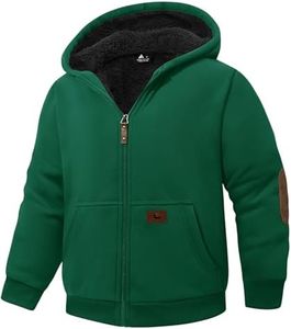 JACKETOWN Unisex Girls Boys Zip Up Hoodie Kids Fleece Jacket Sherpa Lined Sweatshirts Spring Fall Winter Coat Kids Casual Outerwear Jungle Green 10-11 Years