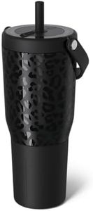 BrüMate Resa 35oz 100% Leakproof Travel Tumbler w/Handle & Straw | Flexible SoftSip Straw | Silicone Sleeve for Durability | Stainless Steel | Cup Holder & Travel Friendly Water Bottle (Onyx Leopard)