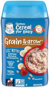 Gerber 3rd Foods Cereal for Baby Grain and Grow Lil' Bits Baby Cereal, Banana Strawberry Oatmeal, 8oz Canister