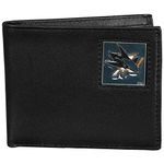 Siskiyou NHL San Jose Sharks Leather Bi-Fold Wallet Packaged in Gift Box, Black