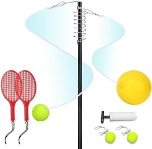 Furypiont Tetherball Tennis Set with with 360° Swivel Hook Pole,Ball, Rope and Paddle Set.Tetherball Outdoor Equipment for Backyard,Lawn Game