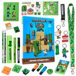 Minecraft Advent Calendar 2024 for Kids and Teenagers, Stationery, Notebooks, Stickers, Badges Advent Calendars for Kids (Blue/Green)