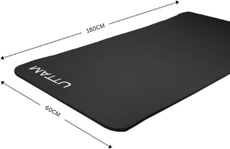 UTTAM Extra Thick Yoga Mat – Black, Non-Slip, Cushioned