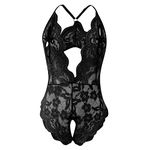 Generic Corset Lingerie Sets For Women Sexy, Deep V Teddy One Piece Babydoll Nightgown Sexy Backless Bodysuit Festival Bowknot Nightwear Lace Nightie Black,XX-Large