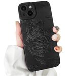 NITITOP Compatible with iPhone 15 Case Cute Design with Black Dragon for Women and Girls Soft Silicone Shockproof Case in Black Case - Black Dragon