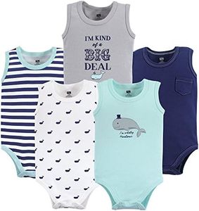 Hudson Baby Unisex Baby Cotton Sleeveless Bodysuits, Whale