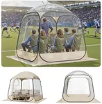 VEVOR Pop Up Sports Tent, 72" x72x76.8 Instant Weather Proof Clear Tent for 4–6 Persons, Portable Foldable Shelter with Removable Floor Mat & Top Cover, for Watching Sports Events, Camping, Fishing