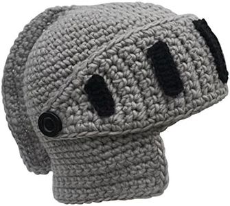Kafeimli Men Women Beard Hat Beanie Knit Roman Cosplay Knight Funny Caps, Light Gray, One Size