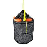 Foldable Floating Fishing Basket, Portable Collapsible Mesh Fishing Cage, Rubber Coated Nylon Fishing Net