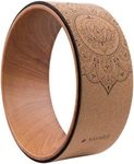 Navaris Cork Yoga Wheel - Enhances Flexibility & Pose Deepening - Ideal Yoga Accessories for Stretching, Pilates- Lightweight, Durable Exercise Equipment for Home Use - Wood