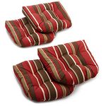 Blazing Needles Outdoor Rounded Back Chair Cushion, 19" x 19", Montserrat Sangria 4 Count