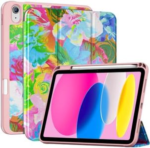 ProCase for iPad A16 11th/10th Generation Case with Pencil Holder-Peonyrose