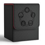 ZLCA Card Deck Box for MTG Cards, Trading Card Storage Box Fits 100+ Single Sleeved Cards, PU Leather Strong Magnet Card Deck Case Holder for Magic Commander TCG CCG (Black&Red)