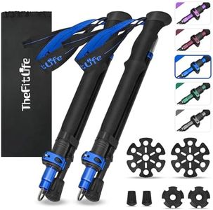 TheFitLife Collapsible Trekking Poles for Hiking – Lightweight Folding Walking Sticks for Men and Women with Extra-Long Foam Handle and Metal Flip Lock, Foldable for Backpacking, Camping