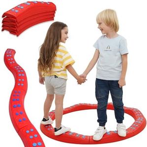 Special Supplies Wavy Circle Balance Beams Stepping Stones for Kids, 8 Pc. Set, Non-Slip Textured Surface and Slip Resistant Floor Rubber Edges, Promote Agility, Strength, Active Play