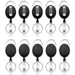 Fushing 10Pcs Carabiner Badge Reels Clips with Belt Clip Retractable Badge Holder Clips ID Card Holder Clips (Black)