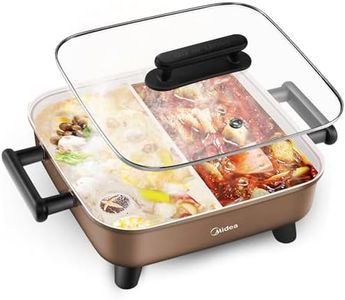 MIDEA Electric Hot Pot with Divider, 6L Large Shabu Shabu Hotpot Pot with Temperature Control, Double Flavor Non-Stick Hot Pot for Family & Party