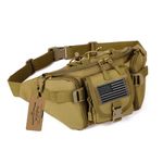 ArcEnCiel Tactical Fanny Pack for Men Waist Bag Military Hip Belt Outdoor Hiking Fishing Bumbag (Coyote Brown)