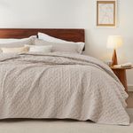 Bedsure Twin Quilt Set - Lightweight Summer Twin Extra Long Quilt - Light Beige Bedspread Twin Size - Bedding Coverlet for All Seasons (Includes 1 Quilt, 1 Pillow Sham)
