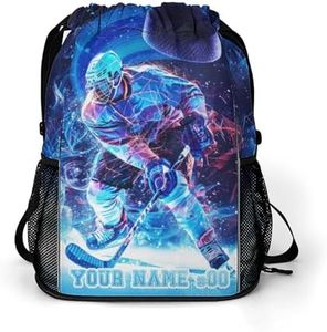 ZCJB-WSRY Custom Hockey Drawstring Backpack for Kids Boys Girls Women Men