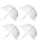 4 X Umbrella &Wedding Fashion Rain Transparent Ladies Clear for Wedding Brolly Clear White Handle for Ladies Mens Unisex Party Parasol Rain..