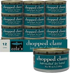COLES CANNED AND CHOPPED CLAMS - Harvested in Crystal Clear Water, Gluten Free Food, High Protein and Low-Calorie Clams – Pack of 12 (6.5 oz per)
