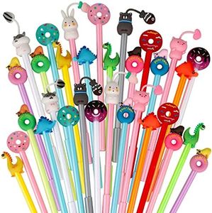 Runxin 30 Pcs Penna gel Animale a Ciambella,Kawaii Divertente Carine Penne Bambini,Materiale Scolastico Regalo dei Bambini, for Regalini fine Festa Compleanno Bambini
